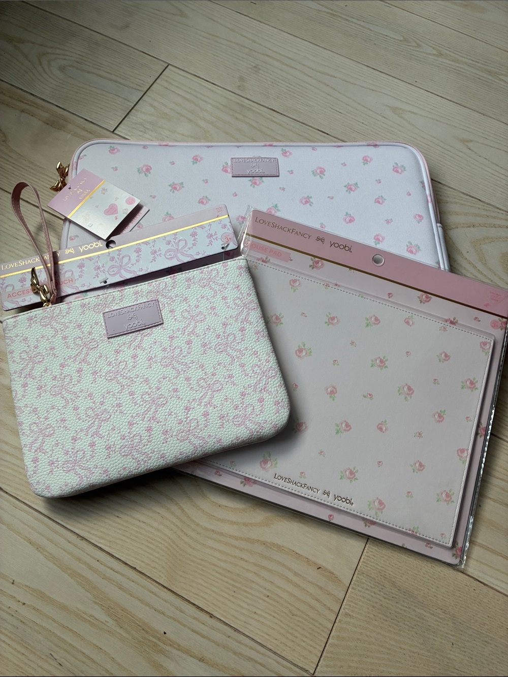 LoveShackFancy x Target Pink Floral Laptop Case, Pencil Case and Mouse Pad
